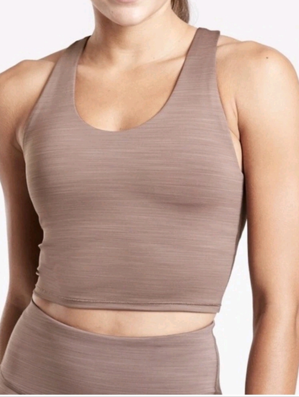 Athleta Ribbed Racerback Cropped Tank Top — Taupe